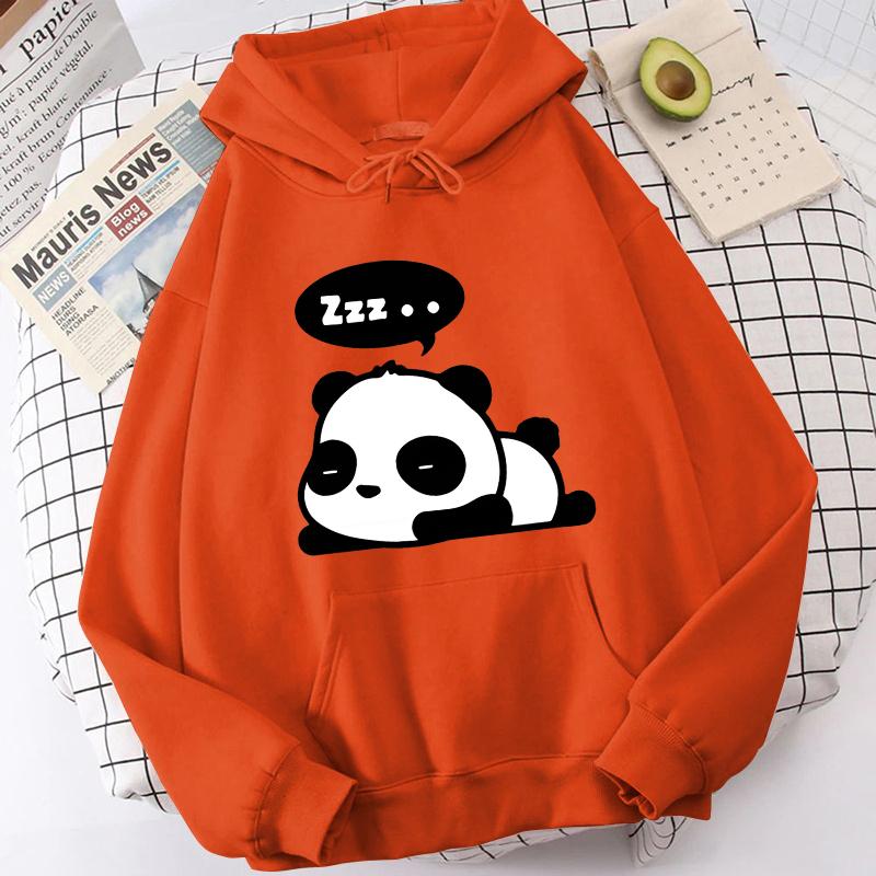 (Unisex Hoodie)Autumn Winter Casual Panda Letter Print Hoodies Solid Color Long Sleeve Hooded Pullovers Sweatshirts