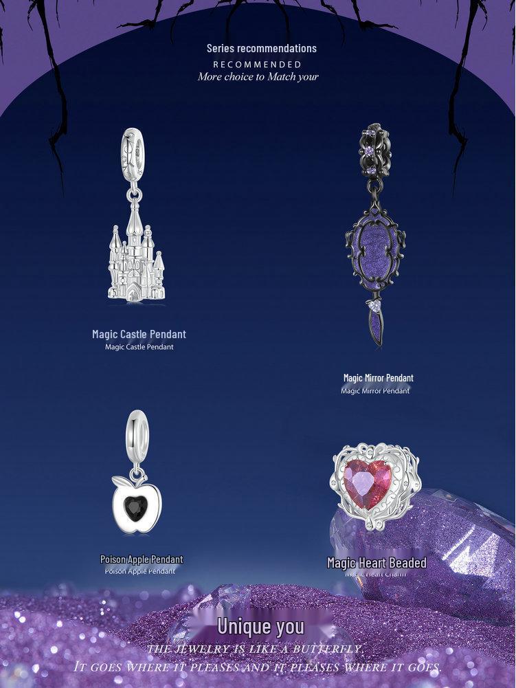 Magic Castle Pendant DIY Bracelet, S925 Sterling Silver, Platinum-Plated.
