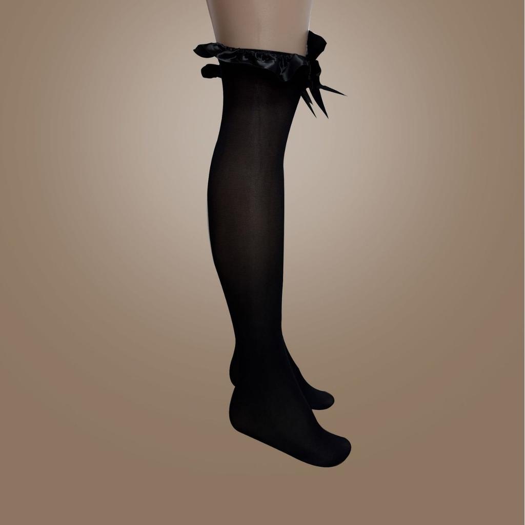 Clearance lingerie with perspective long tube over knee bow stockings 4517