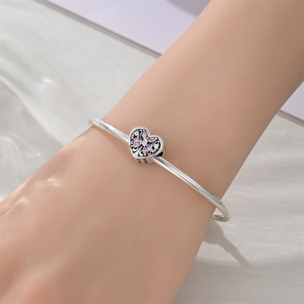 Multi Colored Heart-Shaped Beads Charms Original Copper Fine Pendant Fit Diy Bracelet Necklace Boutique Couple Gift