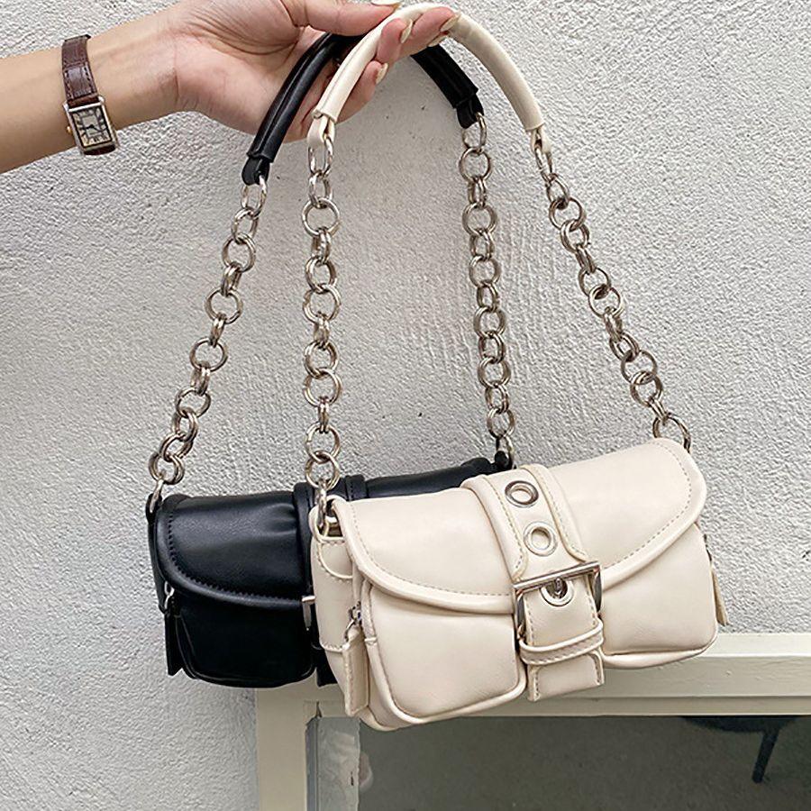 Torba Niszowa, Mini Retro Okrągła Torba Podpachowa na Łańcuszku, Bagietka, Mała Torba Crossbody