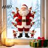 Xmas Party Window Stickers Christmas Cling, Cute Santa Claus And Elf Boys Decal, Holiday Glass Clings Winter Reusable Static Sticker for Home,