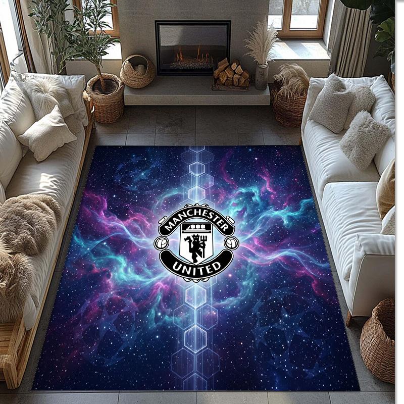 Tappeto in Flanella Stampato Manchester United Antiscivolo Morbido Poliestere Tappeto per Pavimento Tappetino Decorativo per Interni per Camera da Letto Soggiorno Divano