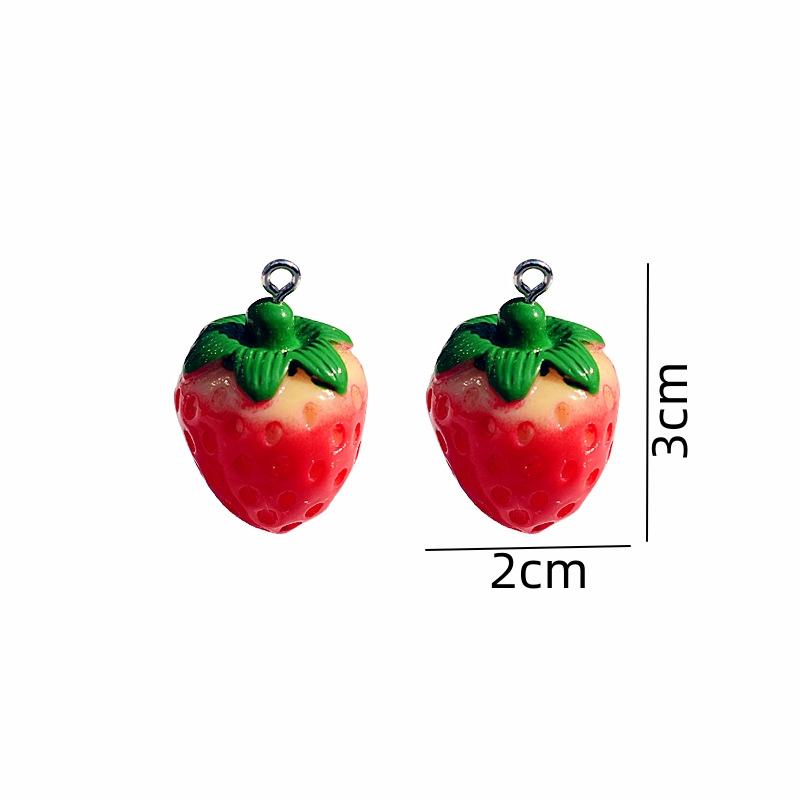 10PCS Simulation 3D Resin Fruit Pendant Sweet Strawberry Shape Pendant for DIY Jewelry Making Earring Necklace Keychains Accessories