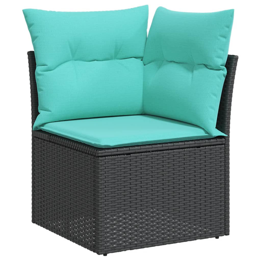 6 Piece Garden Sofa Set with Cushions Black Poly Rattan