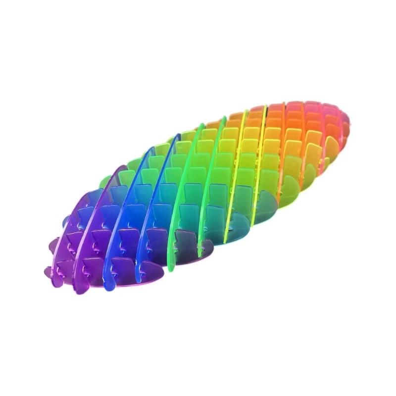 Rainbow Decompression Elastic Mesh Deformation Worm Fingertip Sensory Puzzle Toys Healing Decompression Stretchable Small Toys