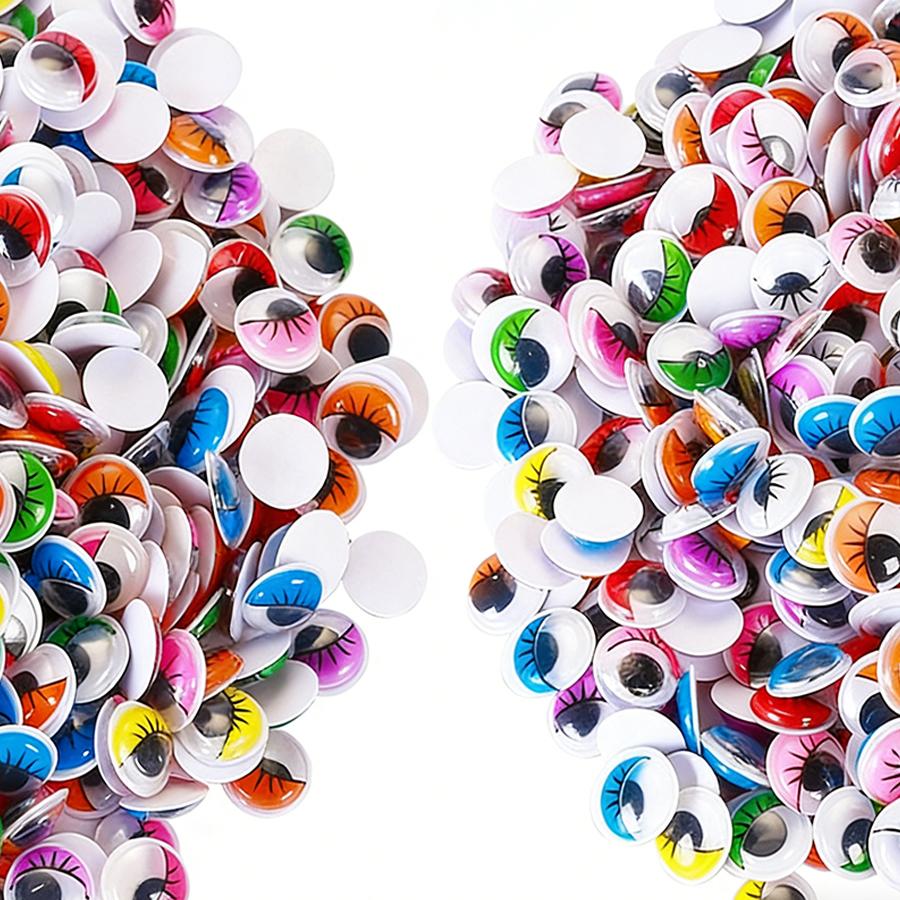 200pcs 0.8-1.5cm Color Adhesive Wiggle Eyes DIY Craft Supplies for Doll Making, Handmade Decorations, Art Project Accessories