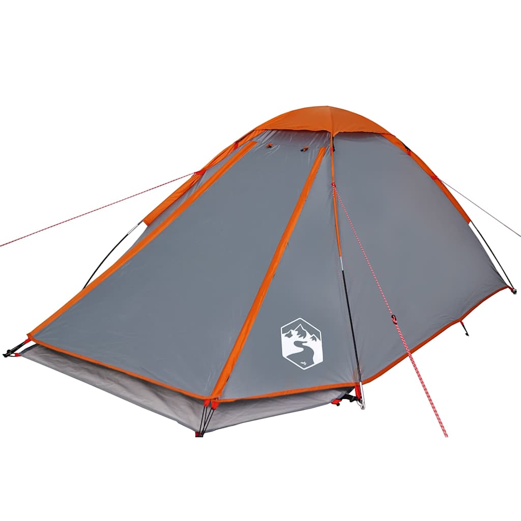 Dome Camping Tent for 4 Persons Grey and Orange Waterproof