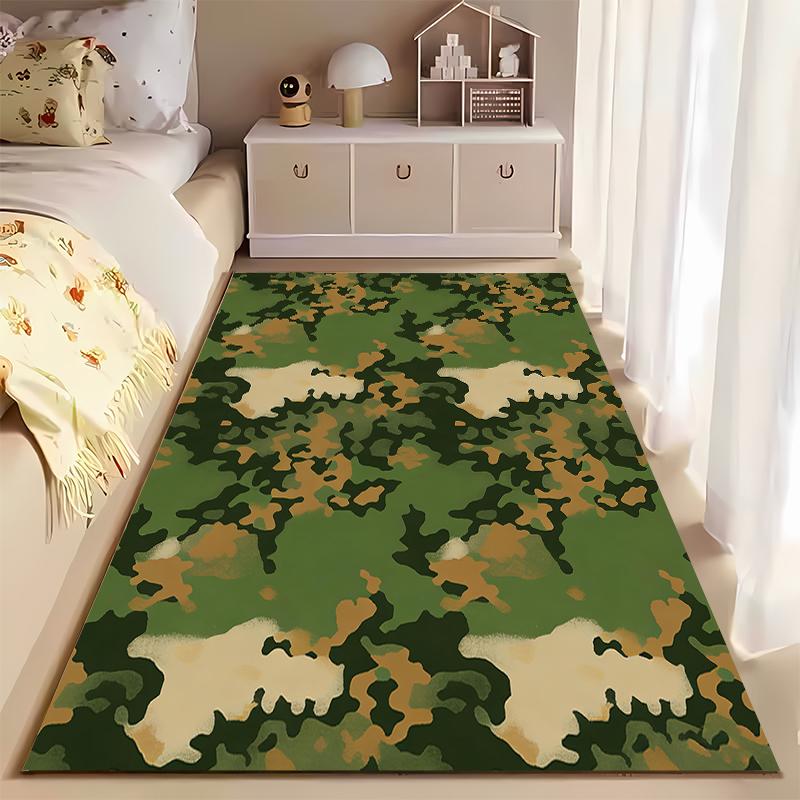 Camouflage Pattern Rug Modern Living Room Carpet Green Brown Style Suitable for use as an anti-slip for living room bedroom sofas