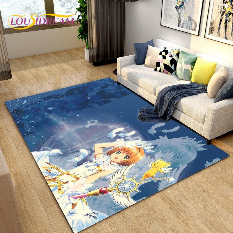 Cute Cartoon Cardcaptor Sakura Area Rug,Carpet Rug for Living Room Bedroom Sofa Doormat Decoration, Kids Play Non-slip Floor Mat