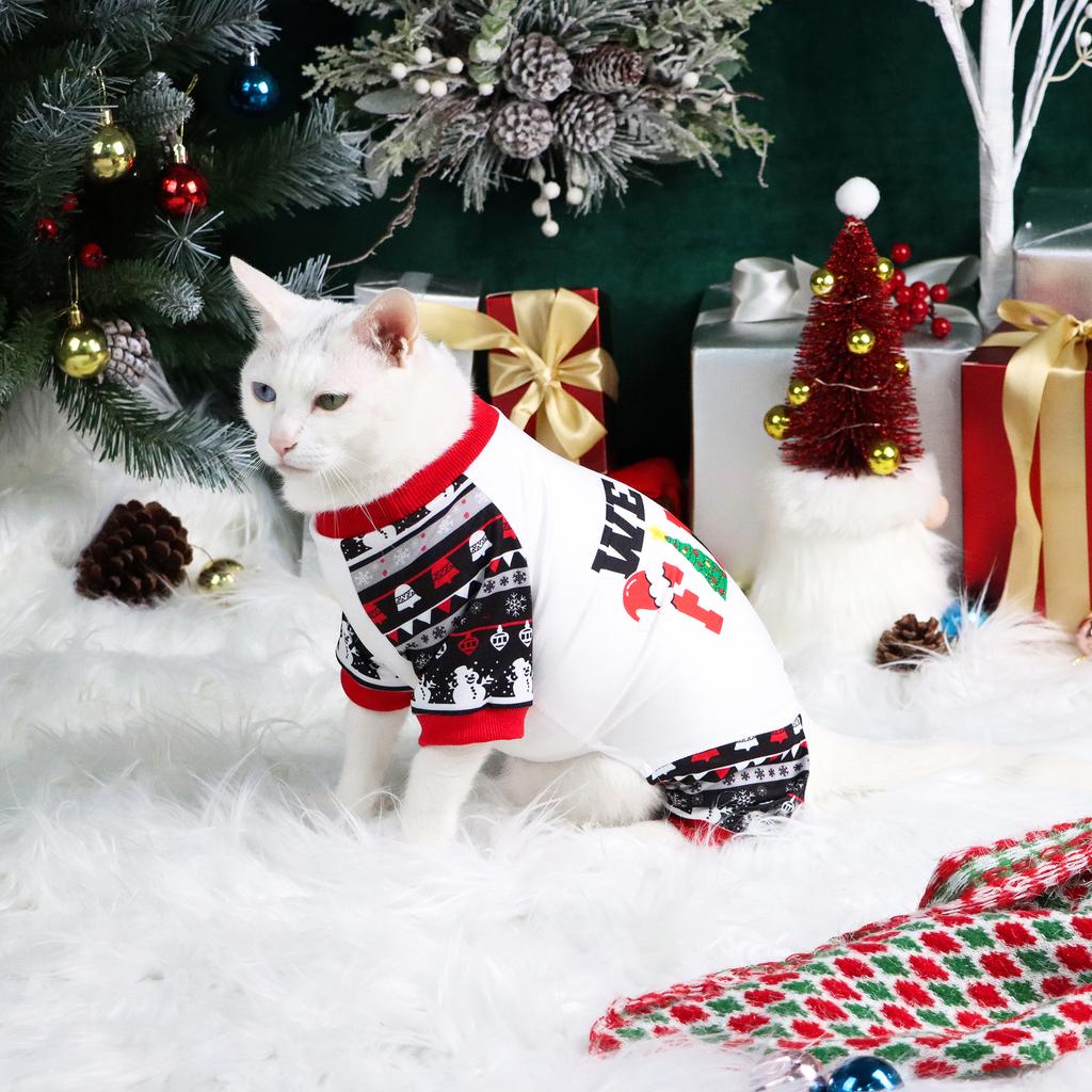 Christmas Dog Pajamas Classical Design Soft Dog Clothes with WE ARE FAMLY Jumpsuit Dog Costumes for Small Medium Puppy Dog Cat W