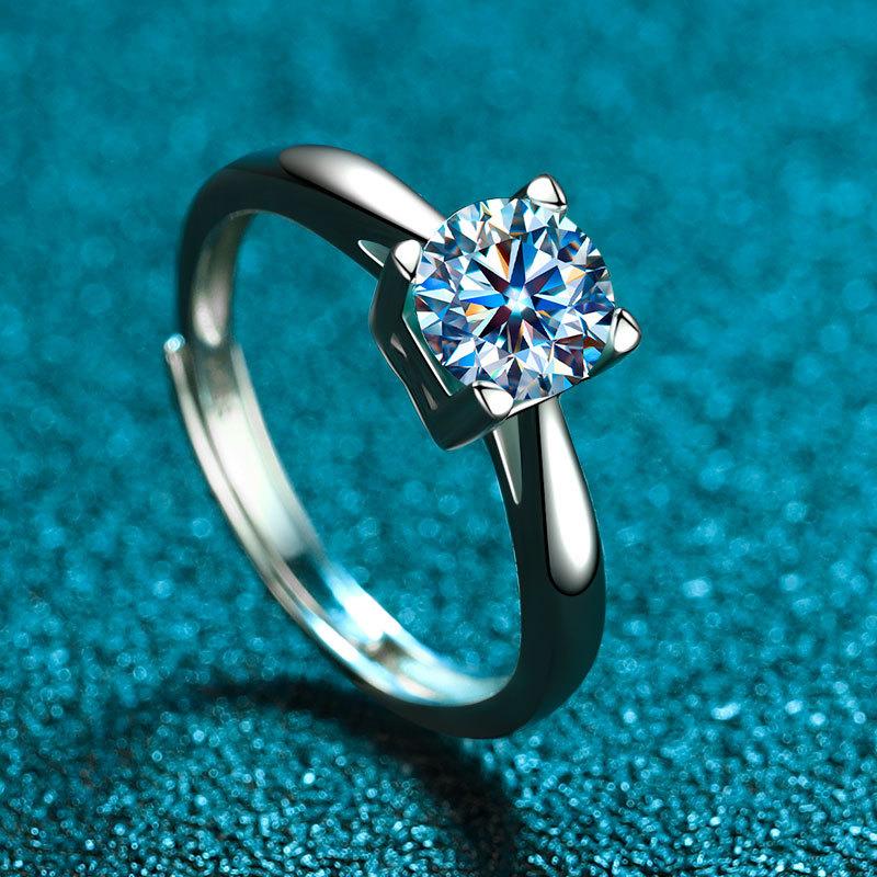 

Кольцо с буквой W из серебра 925 пробы, модное кольцо с одним бриллиантом, пара бриллиантов, простое кольцо с четырьмя бриллиантами на голом теле opening adjustable