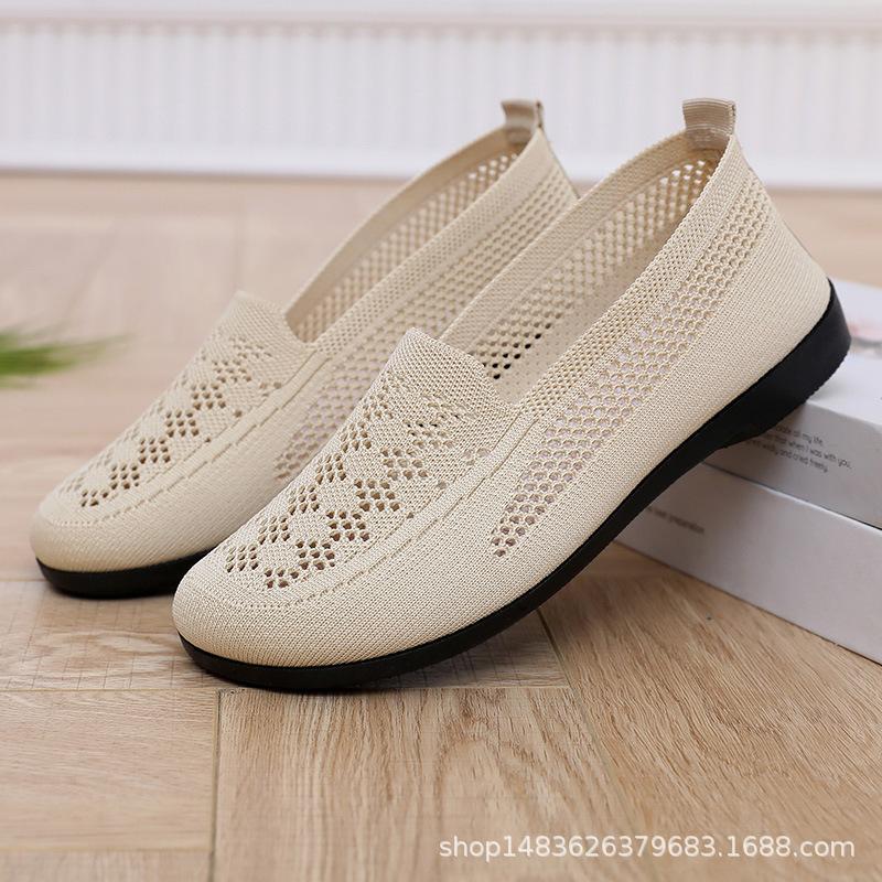 Summer Beijing cloth shoes shallow mouth breathable hollow casual non-slip mid sandals soft sole mesh surface