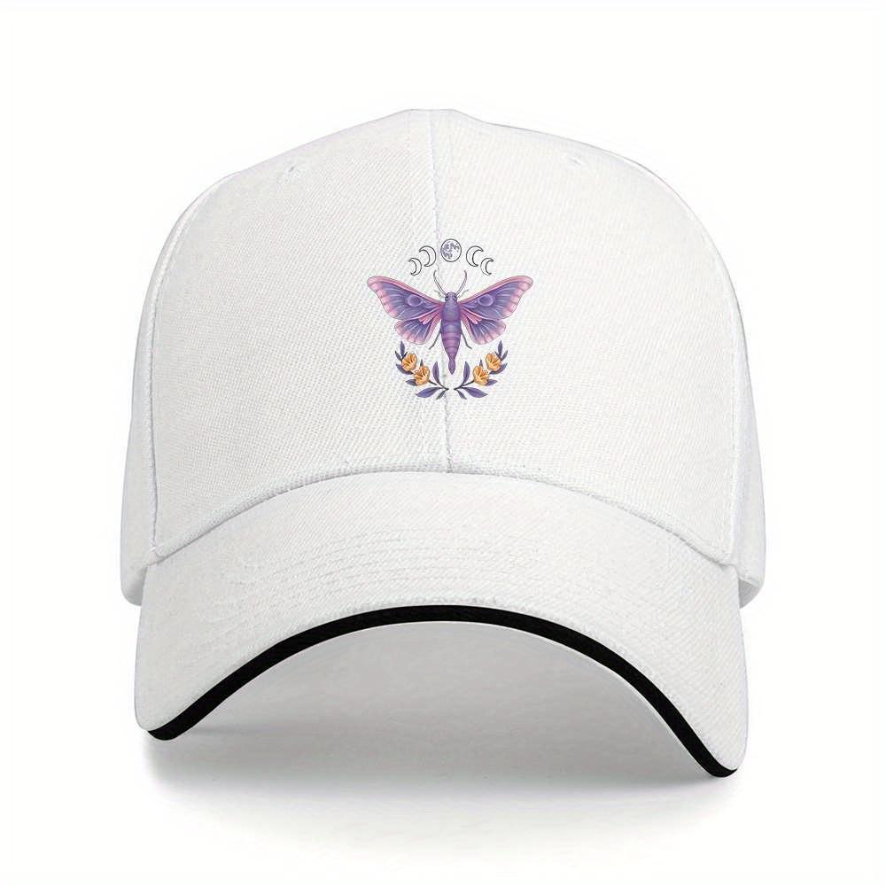 Purple Moth Moon Phases Baseball Cap Adjustable Polyester Casual Outdoor Sporty Hat