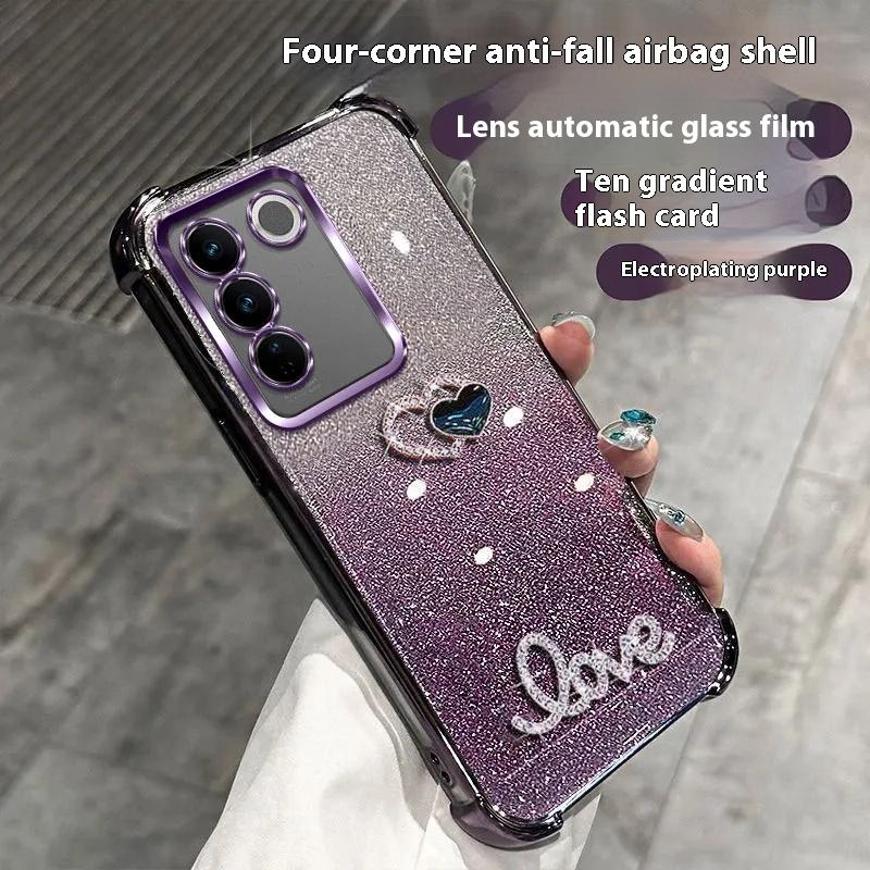 3D Love Shockproof Glitter Plating Case for Samsung Galaxy S25 EDGE S24 S23 S22 S21 S20 Note 20 10 Ultra Plus FE 5G Back Cover