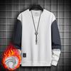 Men's Long Sleeve T-Shirt Sweatshirt, Autumn Winter Fashion Color Block Loose Casual Crewneck Top Basic Layering Shirt