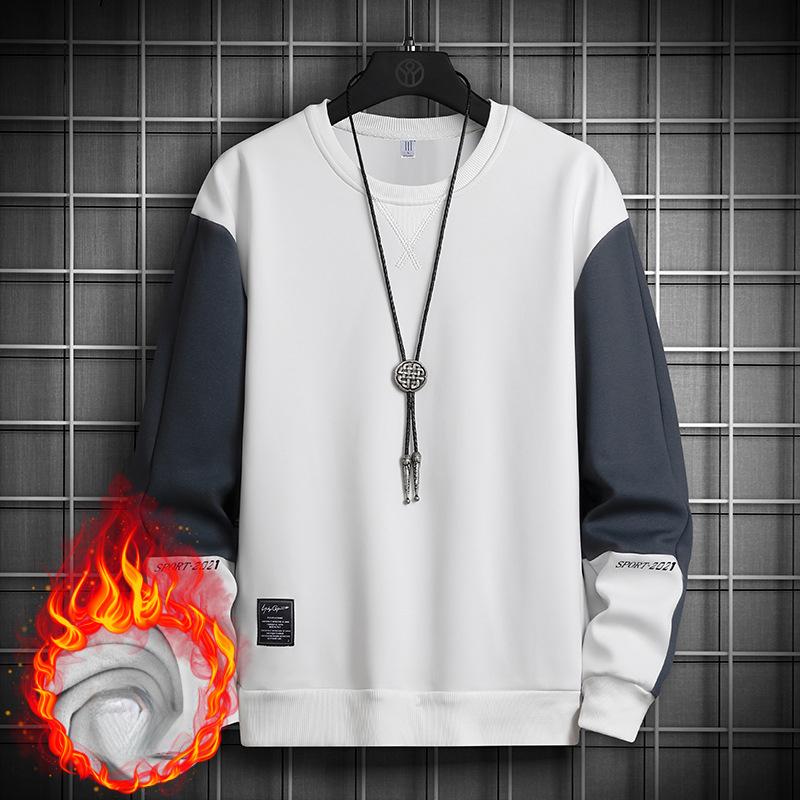 Men's Long Sleeve T-Shirt Sweatshirt, Autumn Winter Fashion Color Block Loose Casual Crewneck Top Basic Layering Shirt