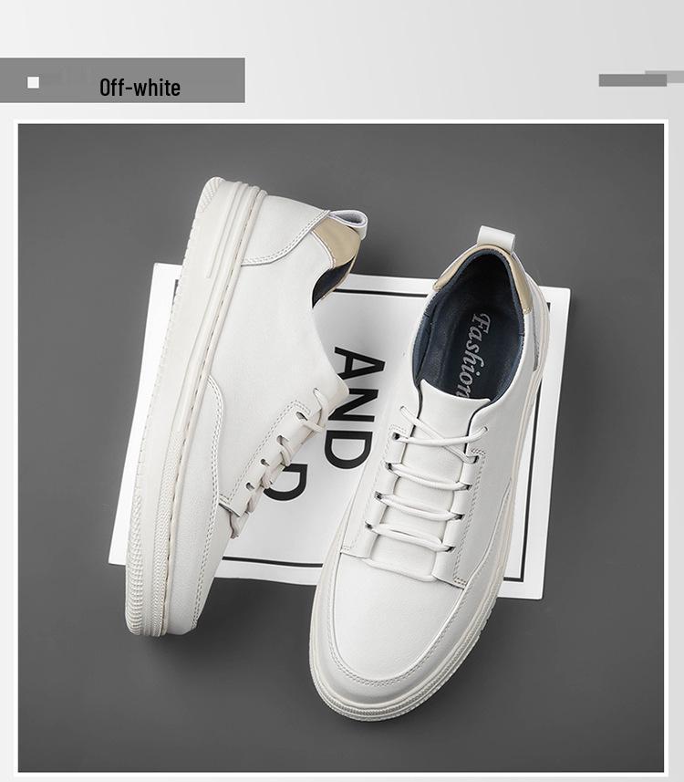 Men's Handmade Retro White Low-Top Board Shoes - Versatile Cowhide Casual Flats for Spring