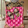 Rainbow Leopard Roses Bow Theme blanket Lightweight Warm Flannel Blanket Decorative Throw Blanket for Home Decoration