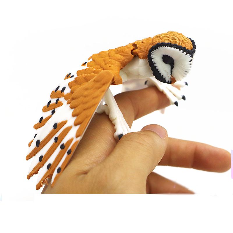 Articulated Owl Ornament Figurine 3d Printed Desktop Decorative With Flexible Wings Stress-relief 3D Printed Animal Jointed Toy