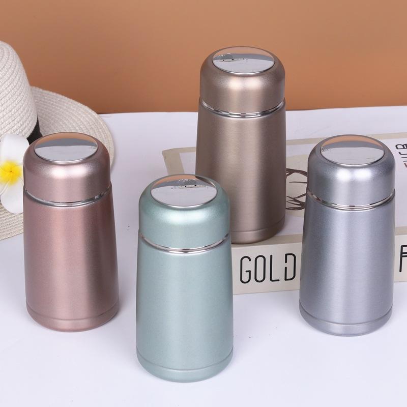 Dvouvrstvý izolovaný nerezový kelímek na vodu, studentský kelímek, reklamní kelímek, mini rovný kelímek, kovový termohrnek s čajovou síťkou