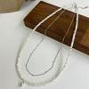 S925 Sterling Silver Double Layer White Shell Round Ball Necklace - Minimalist High-End Korean Spring/Summer Design.