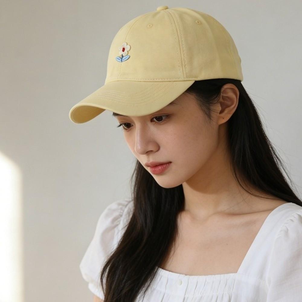 Adjustable Embroidered Peaked Hat Korean Style Sunshade Casquette Flower Baseball Cap  Women