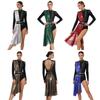Damen Strass Anzug Jumpsuit Asymmetrisches Design Metallischer Taillengürtel Metallisch Glänzende Fledermausärmel Fransen Schulterpolster Rückenausschnitt Lyrischer Tanz