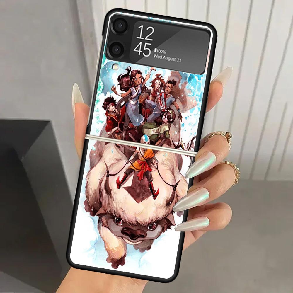 Anime Avatar The Last Airbender Hard PC Phone Case For Samsung Galaxy Z Flip 6 5 4 3 Black Cover ZFlip6 Flip5 Flip4 5G Foldable