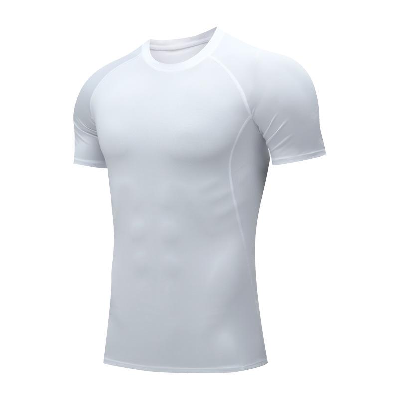 Men's Quick-Dry Compression Basketball T-Shirt: Breathable, Elastic Crew Neck, Tight-Fitting, Short-Sleeved Sportswear.