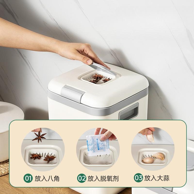 10kg Food-Grade Rice Bucket - Airtight Sealed Storage Container for Grains, Large Capacity Kitchen Jar with Locking Lid