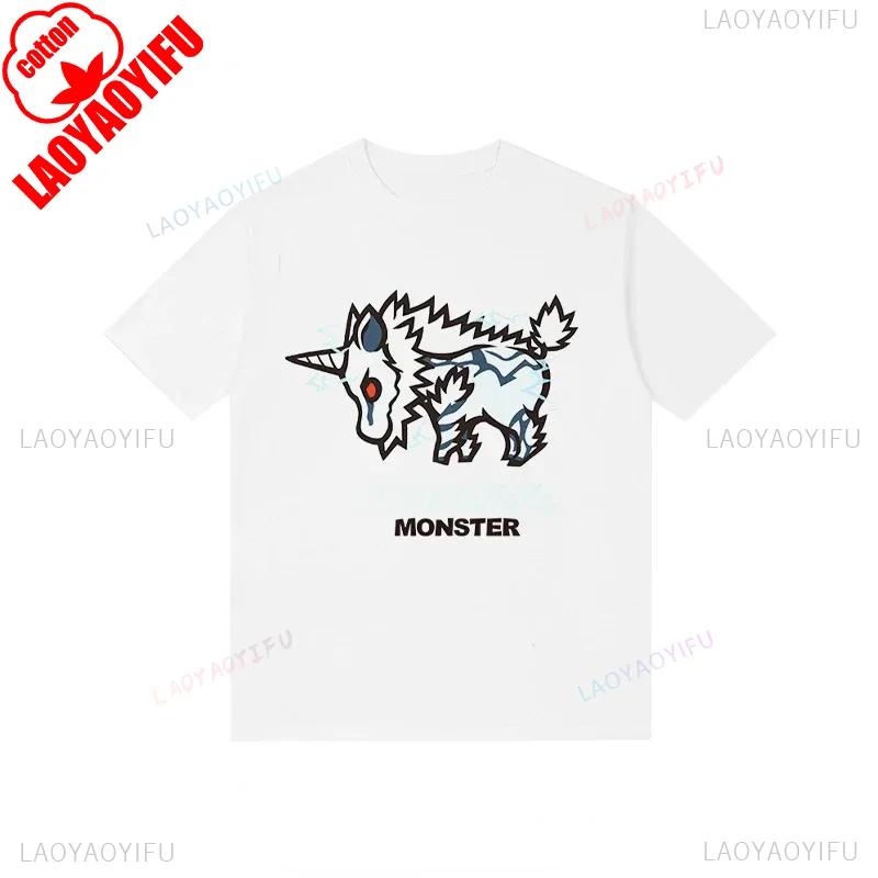 Monster Hunter Tshirt Funny Game Fans Cartoon Tops Cotton Korea Style Short Sleeve T Shirt Casual Hipster Streetwear Man Tees
