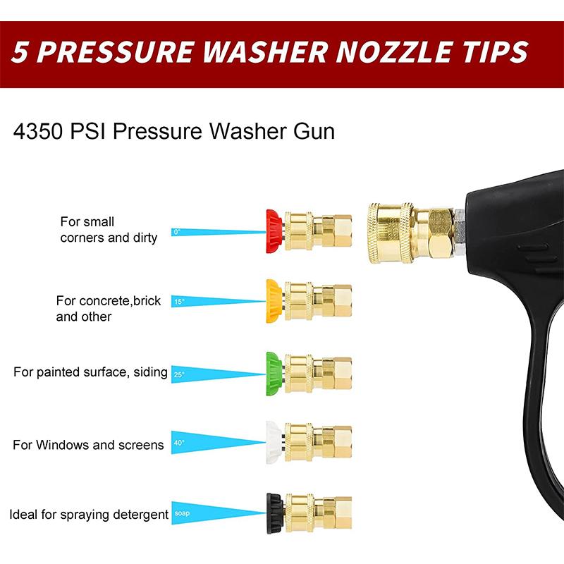 Foam Cannon for Pressure Washer Car Wash Foam Gun Kit M22-14mm and Quick Inlet Connector with Quick Connector 5PCS Nozzle Tips
