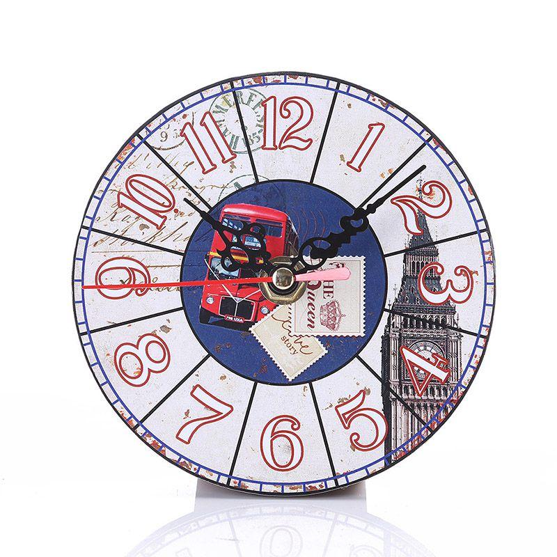 ساعة حائط خشبية مستديرة أنيقة بتصميم كلاسيكي للفواكه والنبيذ والخبز للمنزل والمكتب والبار