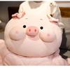 Quilt Velvet Warmer Pink Pig Foldable 2In1 Pillow Blanket Home Car Travel Sofa Bed Students Office Nap Cute Kids Cushion Blanket