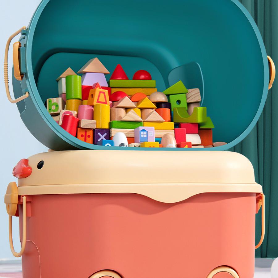 Children's Cartoon Storage Box with Wheels - Large Capacity Organizer for Toys, Clothes, and Snacks