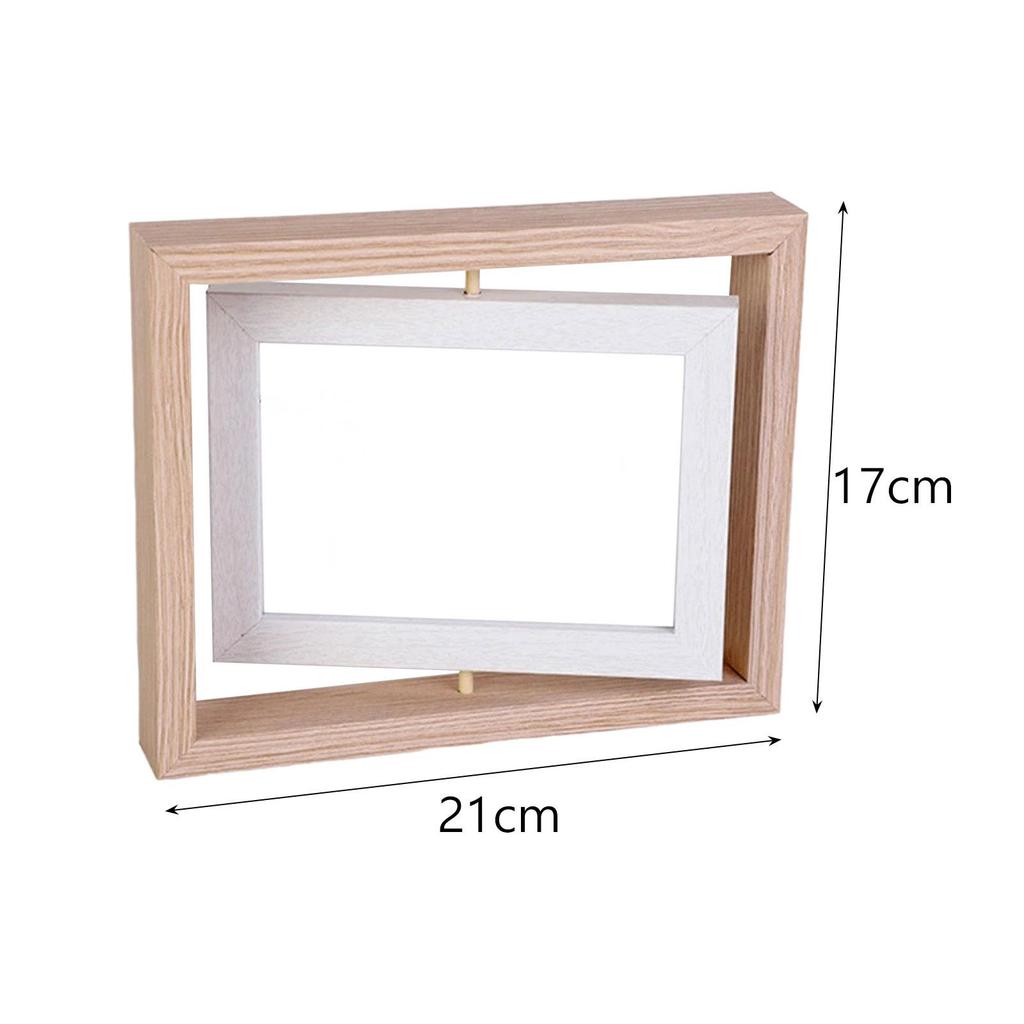 Rotating Picture Frame Wooden Float Picture Frame Transparent for Home Decor Double Sided Photo Frame for Table Weddings