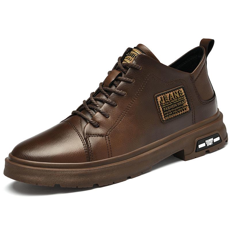 

Fashion New Men Leather Shoes Breathable Lace Up Casual Shoes Handmade Man Black Dress Shoes Commerce Breathable Height Increasing Shoes 37