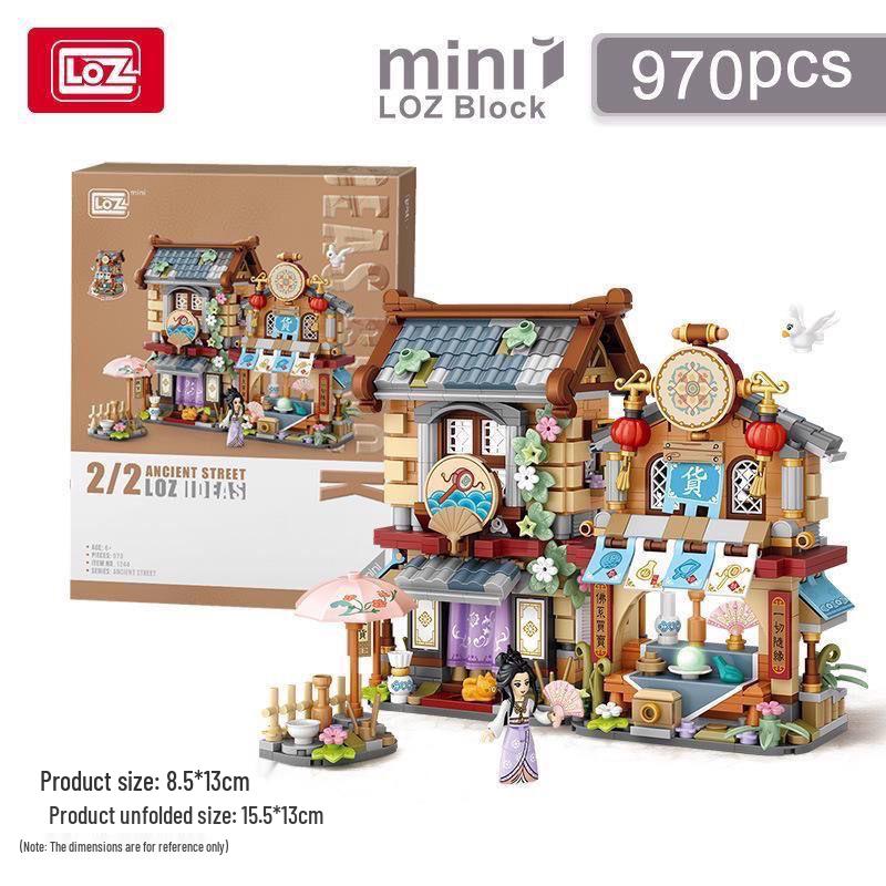LOZ Mini Building Blocks: Post Office & Grocery Street Scene | Foldable Display Set | Gift for Kids | Assembly Blocks