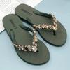 Fashion 2025 Comfortable and Fashionable All-match Beach Shoes Non-slip Soft Bottom Casual Flip-flops Rhinestone Chain Flat Slippers