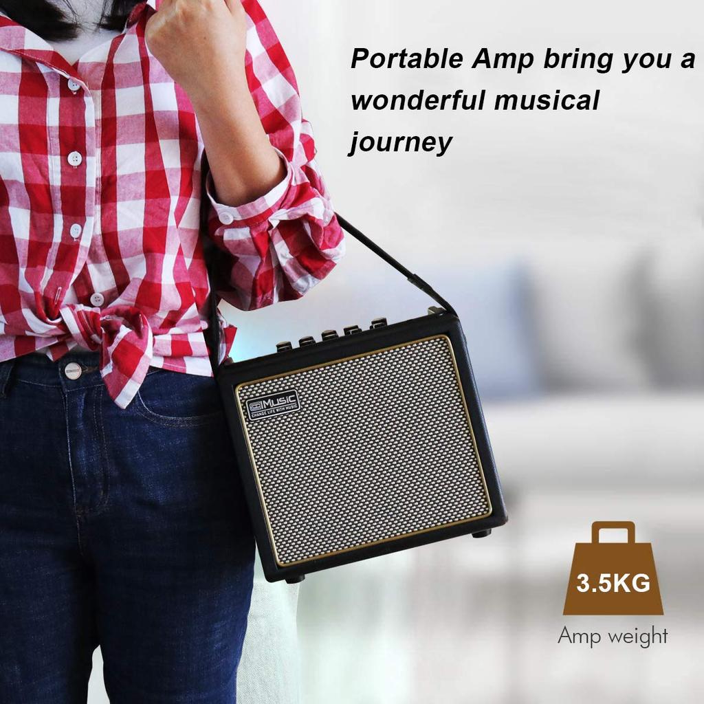 Coolmusic BP MINI Acoustic Guitar Rechargeable Portable Amplifier with BT Speaker and Mic Treble and Chorus Effects Amplifier, 30-Watt Input, Volume,