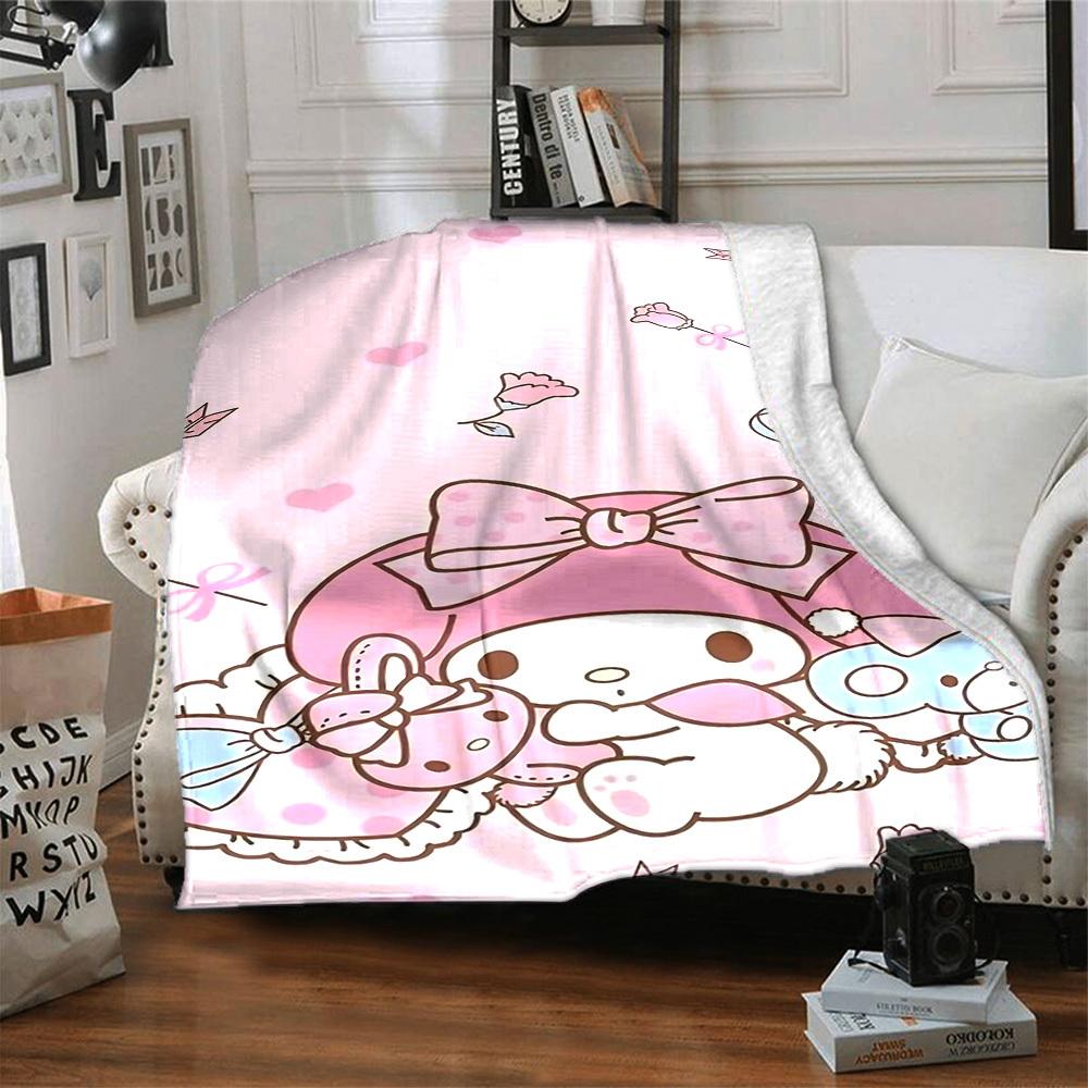 1 adet My Melody Hello Kitty battaniye Hafif Flanel Atkı Kanepe Yatak Seyahat Kamp Oturma Odası Ofis Koltuk Sandalye için