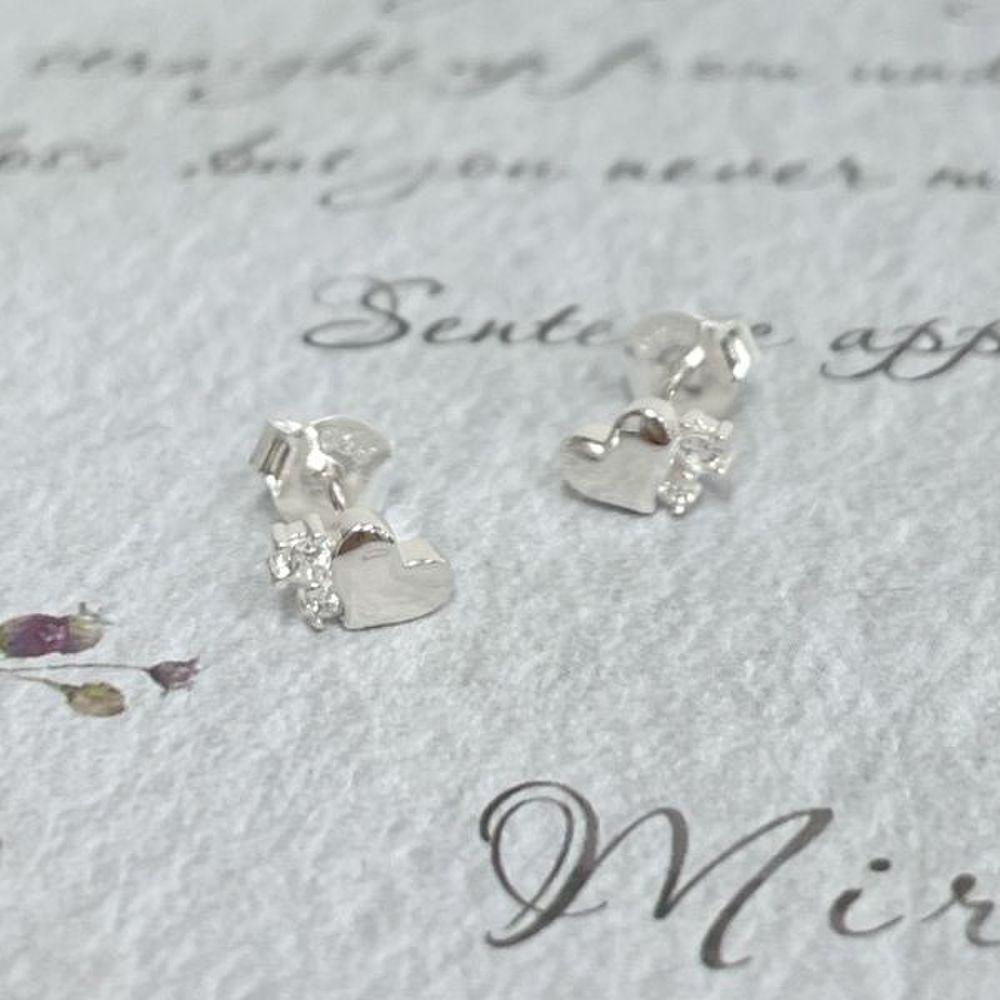 Heart Cubic Silver 925 Earring Simple Heart Cubic Basic Daily Silver Earrings_P394138902