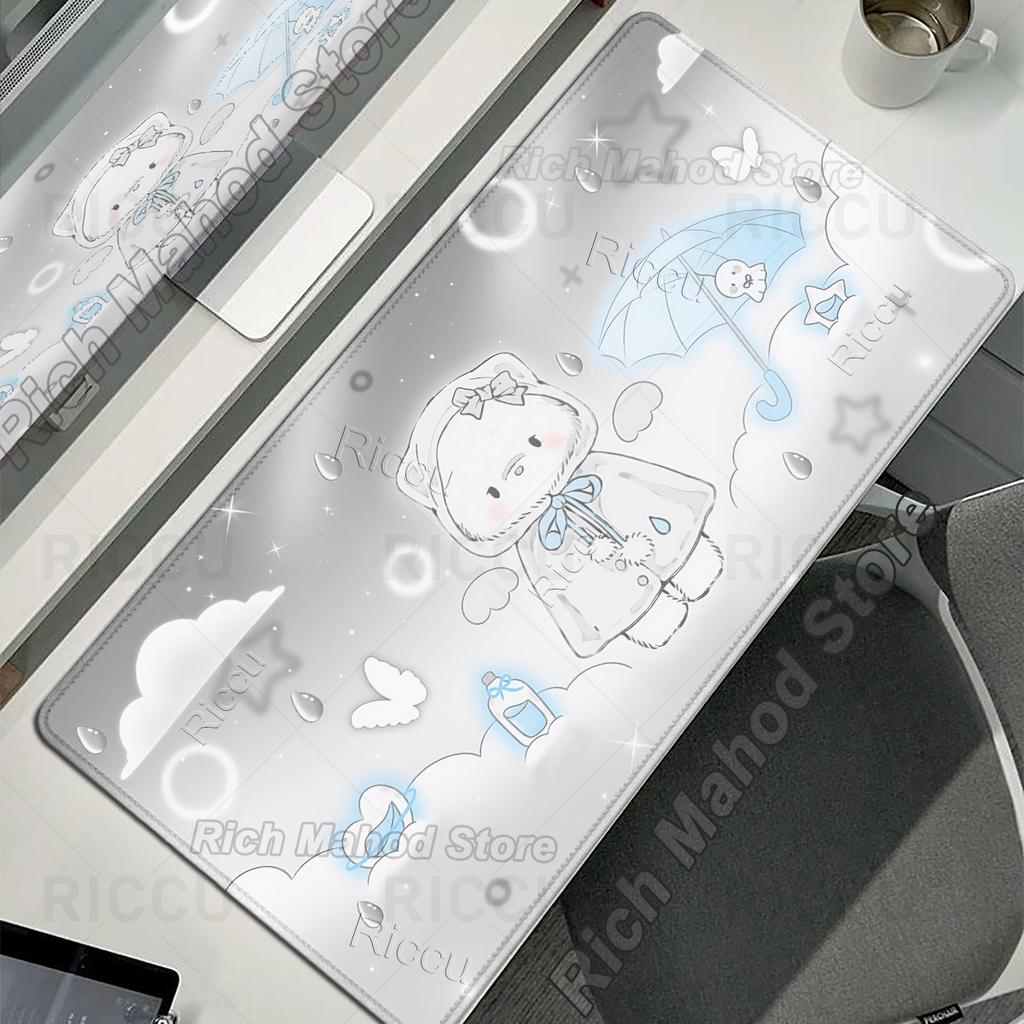 Rosa Kawaii Katze Mauspads Schreibtischteppich Niedliche Mauspads XXL Große Mauspads Genähte Kante Tischdecke Original Spielmatten Hohe Qualität