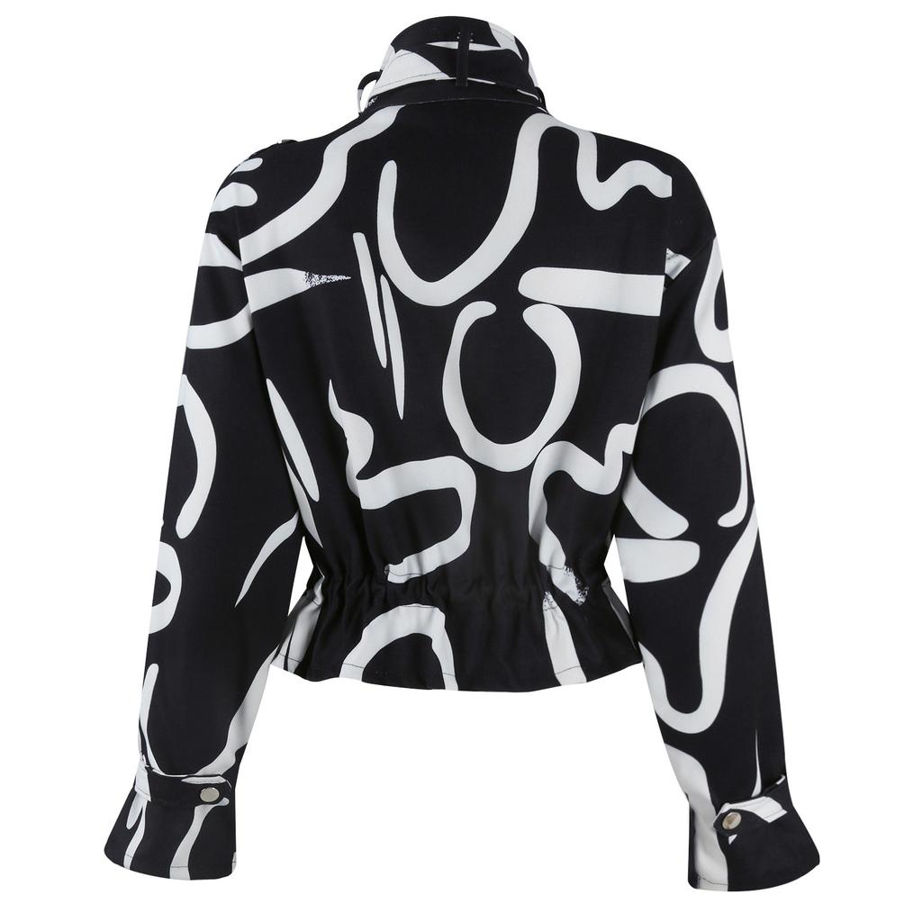 Fashion And Winter Printed Short Casual Jacket Women's Wear