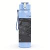 1PC Dark rectangular band album print 750ml colorful plastic sports water bottle leakproof pop up lid with straw for outdoor work home use
