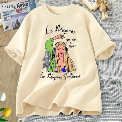 Shakira Las Mujeres Ya No Lloran T Shirt for Women Cotton Black Karol G Tshirt Shakira Song Women Don't Cry Tee Shirt Streetwear Unisex