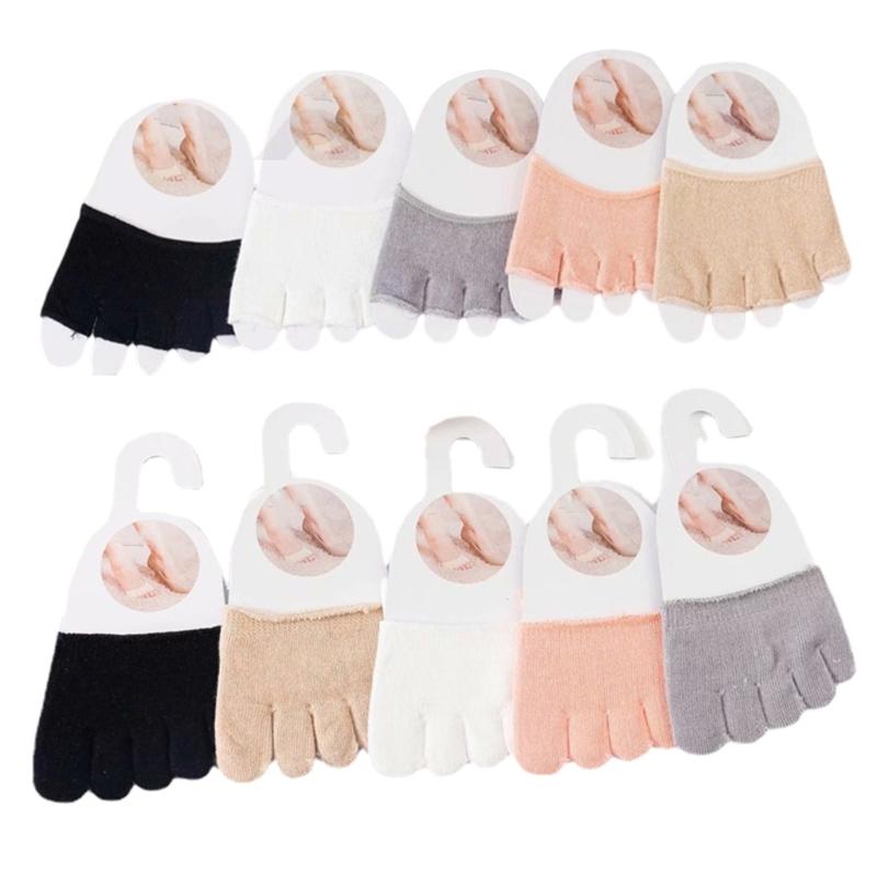 5 Pairs No Show Half Socks Moisture Wicking Nonslip Toe Separator Invisible Forefoot Socks for Women's Dress Shoe Heel