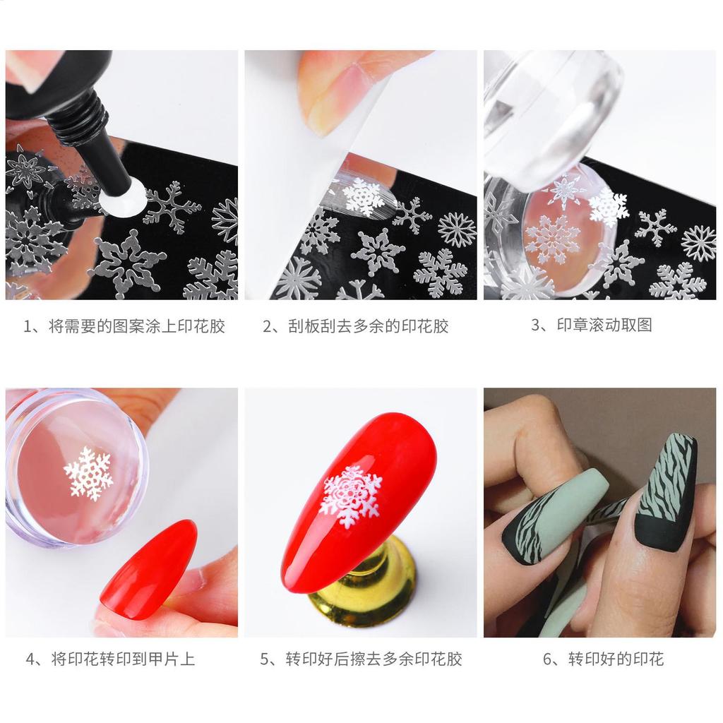Silicone Nail Stamping Plates Pure Clear Jelly Nails Art Stamper Scraper Set Silicone Jelly-like Stamp Manicure Accessories