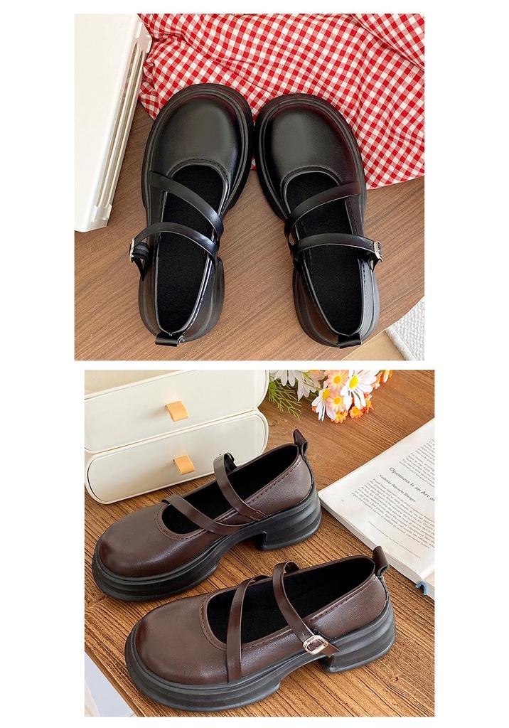 Mary Jane Women's Leather Shoes - 2023 Spring/Summer, Versatile Academy Style, Thick Sole, Low-Cut, Comfortable